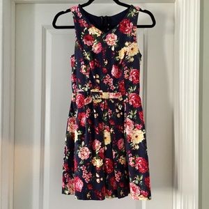 Lulus Rose to Fame Navy Blue Floral Print Dress